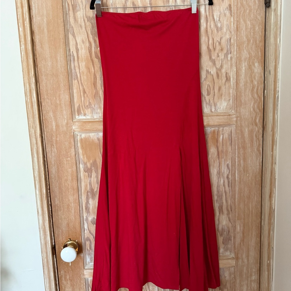 Reformation Red Maxi A-Line Skirt with slit